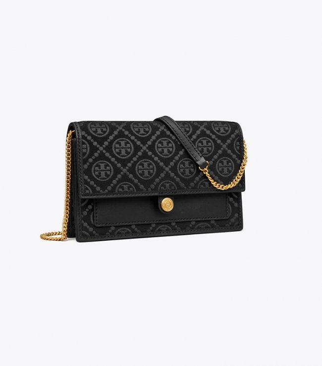 Tory Burch T MONOGRAM CHAIN WALLET - Black Tory Burch T MONOGRAM CHAIN WALLET - Black