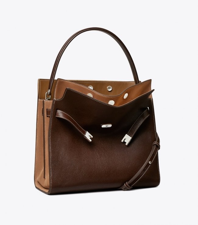 Tory Burch LEE RADZIWILL DOUBLE BAG - Pine Bark Tory Burch LEE RADZIWILL DOUBLE BAG - Pine Bark