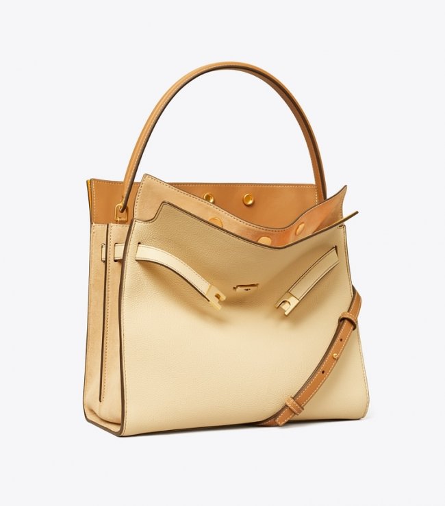 Tory Burch LEE RADZIWILL PEBBLED DOUBLE BAG - New Moon Tory Burch LEE RADZIWILL PEBBLED DOUBLE BAG - New Moon